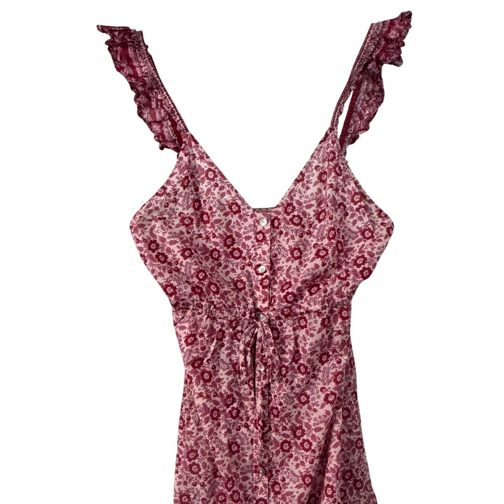 Faherty Hyland Maxi Dress Sun Up Block Print Pink Red Elevated Boho Size M - Picture 4 of 12
